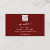 体シェイプ彫刻マッサージ金ゴールドロゴQRマルーン 名刺 (裏面)