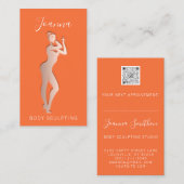 体シェイプ彫刻QRコードロゴオレンジ 名刺 (正面/裏面)