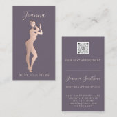 体シェイプ彫刻QRコードロゴ紫 名刺 (正面/裏面)