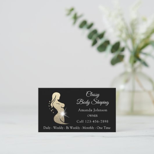 体シェーピングマッサージゴールデンスパーク白黒 名刺 (スタンド正面)
