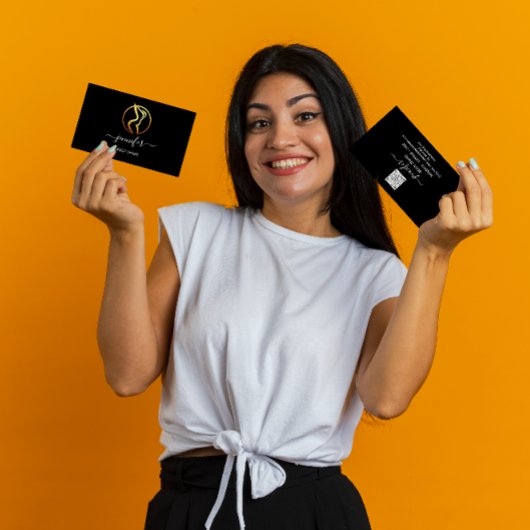 体シェーピング彫刻マッサージ金ゴールドロゴQRコード 名刺