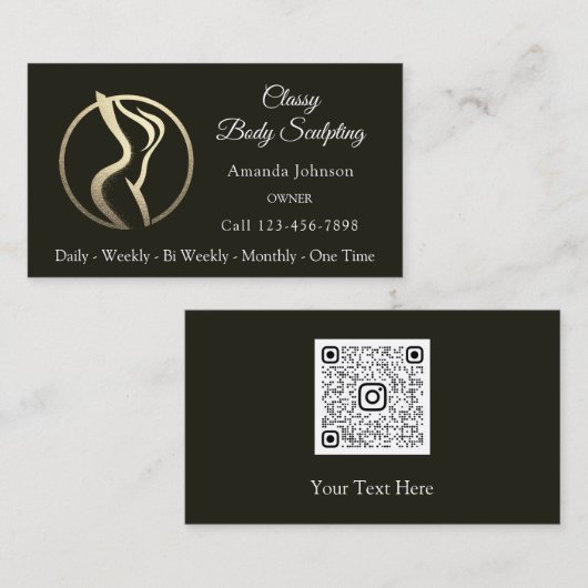 体シェーピング彫刻マッサ気にージQrロゴブラック 名刺 (正面/裏面)