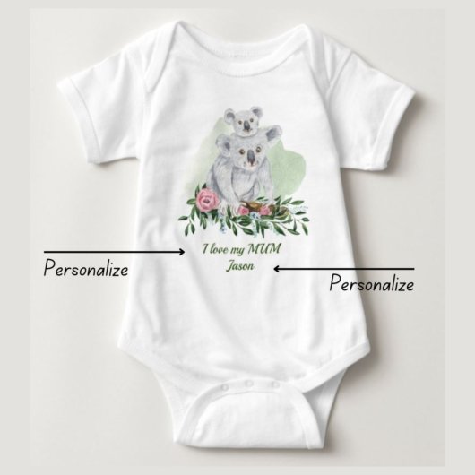 体スイート0-24mthコアラとベビー「私は私のMUMを愛する」 ベビーボディスーツ