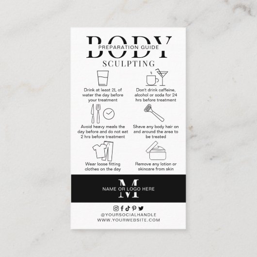 体スカルプトのプレインストラクションとポストインストラク気にション 名刺 (裏面)
