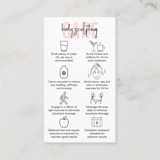 体スカルプトアフターケア指示ピンクサロン 名刺 (正面)