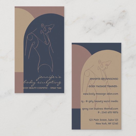 体スカルプトコンターリングスプレータンサロン女性 名刺 (正面/裏面)