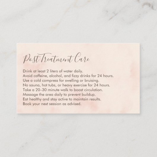 体スカルプトポストプレトリートメント気に 名刺 (裏面)