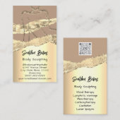 体スカルプト化粧品ロゴQRコードバラ金ゴールド 名刺 (正面/裏面)