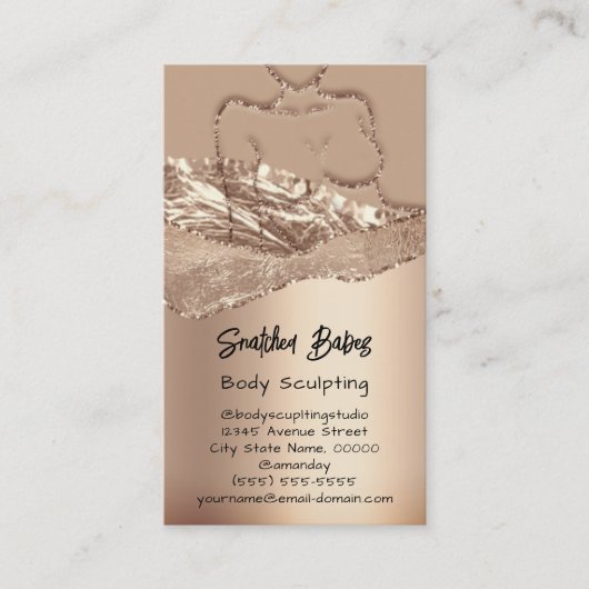 体スカルプト化粧品ロゴQRコードバラ金ゴールド 名刺 (正面)