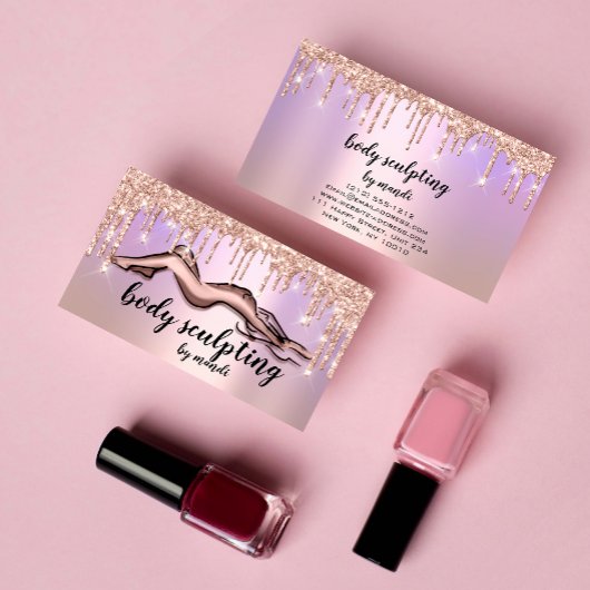 体スカルプト美しいロゴグリッタードリップスバラ 名刺