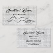 体スカルプト美しいロゴマッサージシルバーグレーバス 名刺 (正面/裏面)