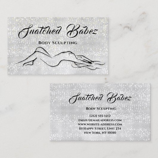 体スカルプト美しいロゴマッサージシルバーグレーバス 名刺 (正面/裏面)
