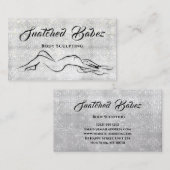 体スカルプト美しいロゴマッサージシルバーグレー 名刺 (正面/裏面)