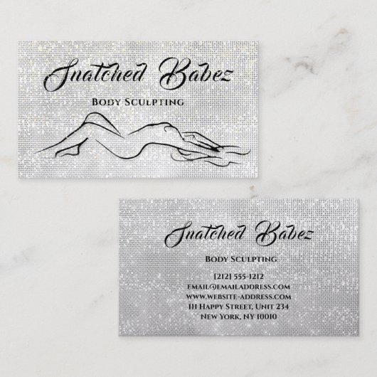 体スカルプト美しいロゴマッサージシルバーグレー 名刺 (正面/裏面)