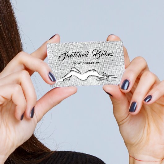 体スカルプト美しいロゴマッサージシルバーホワイト 名刺