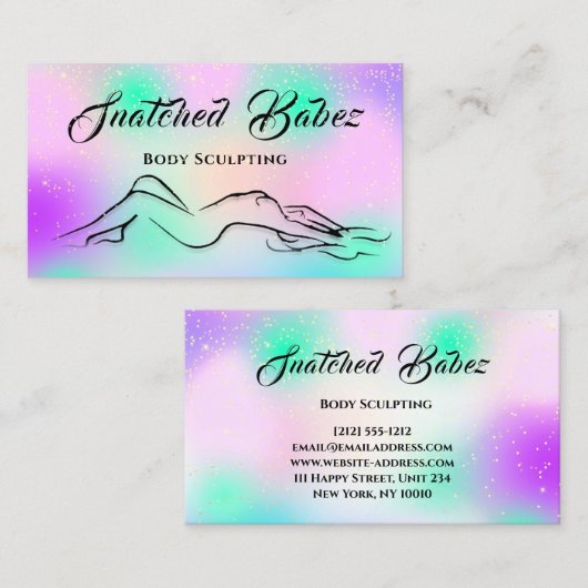 体スカルプト美しいロゴマッサージスパピンクパープル 名刺 (正面/裏面)