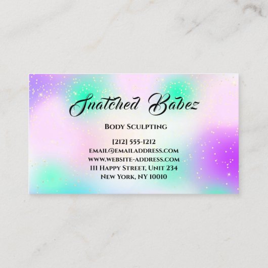 体スカルプト美しいロゴマッサージスパピンクパープル 名刺 (裏面)