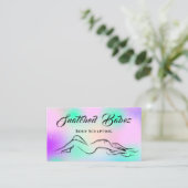 体スカルプト美しいロゴマッサージスパピンクパープル 名刺 (スタンド正面)
