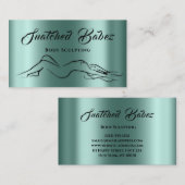 体スカルプト美しいロゴマッサージティール(緑がかった色)緑 名刺 (正面/裏面)