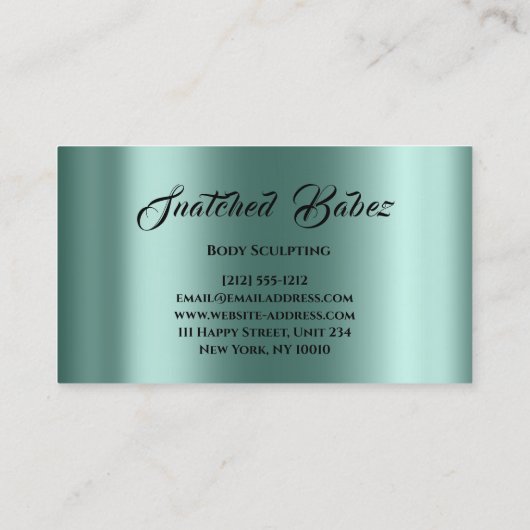 体スカルプト美しいロゴマッサージティール（緑がかった色）緑 名刺 (裏面)