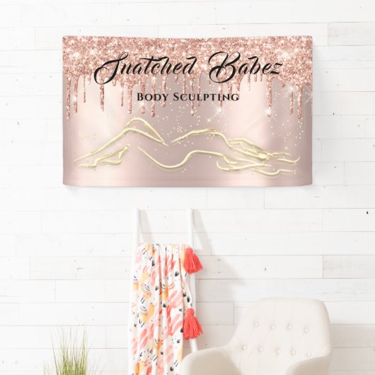 体スカルプト美しいロゴマッサージドリップバラ金ゴールド 横断幕 (インサイチュ)