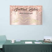 体スカルプト美しいロゴマッサージドリップバラ金ゴールド 横断幕 (トレードショー)