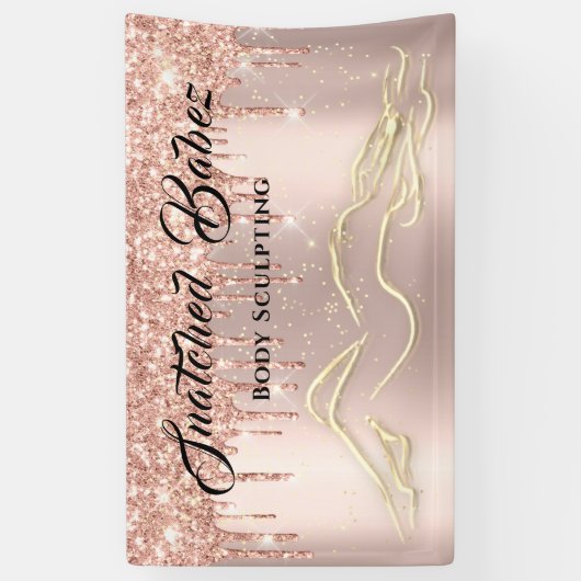 体スカルプト美しいロゴマッサージドリップバラ金ゴールド 横断幕 (縦)