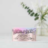 体スカルプト美しいロゴマッサージピンクドリップ 名刺 (スタンド正面)