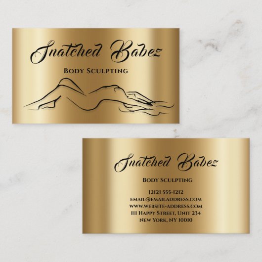 体スカルプト美しいロゴマッサージホメイ金ゴールド 名刺 (正面/裏面)