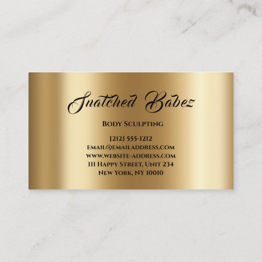 体スカルプト美しいロゴマッサージホメイ金ゴールド 名刺 (裏面)