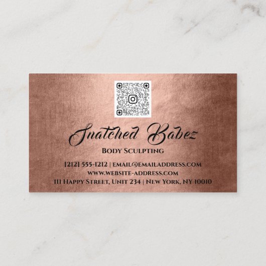 体スカルプト美しいロゴマッサージQEコードブラウン 名刺 (裏面)