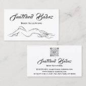 体スカルプト美しいロゴマッサージQRCODEシルバー 名刺 (正面/裏面)