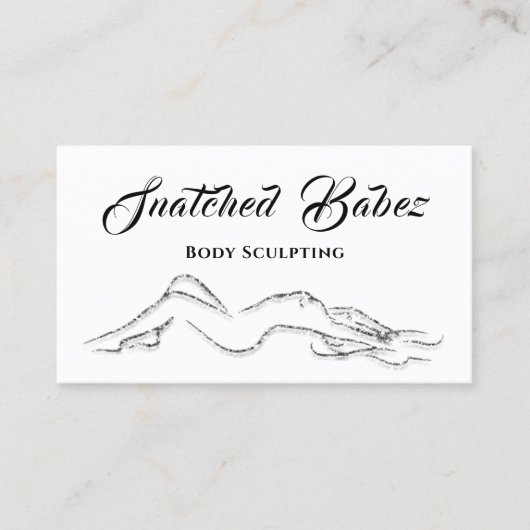 体スカルプト美しいロゴマッサージQRCODEシルバー 名刺 (正面)