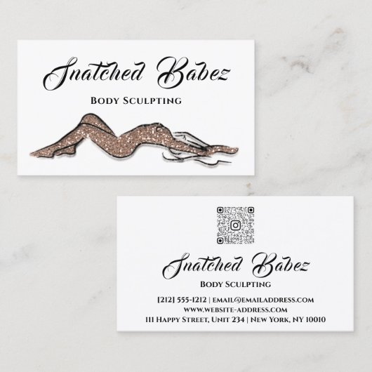 体スカルプト美しいロゴマッサージQRCODEバラ 名刺 (正面/裏面)