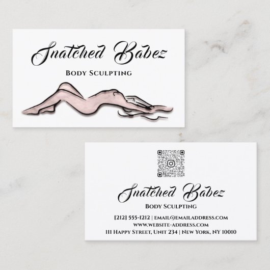 体スカルプト美しいロゴマッサージQRCODEピンク 名刺 (正面/裏面)