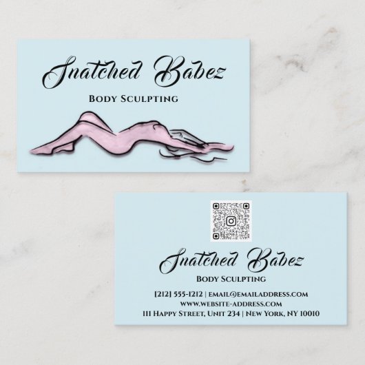 体スカルプト美しいロゴマッサージQRCODEピンク 名刺 (正面/裏面)