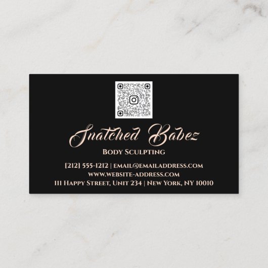 体スカルプト美しいロゴマッサージQRCODEブラック 名刺 (裏面)