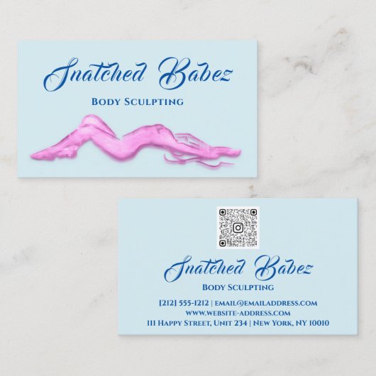 体スカルプト美しいロゴマッサージQRCODE BluePink 名刺 (正面/裏面)