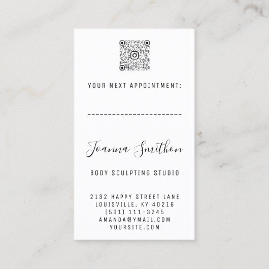 体スカルプトQRコードロゴブラックスキニー金ゴールド 名刺 (裏面)