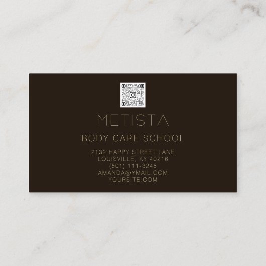 体スカルプトQRコードロゴブラックスキニー 名刺 (裏面)