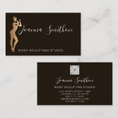 体スカルプトQRコードロゴ白黒バラ 名刺 (正面/裏面)