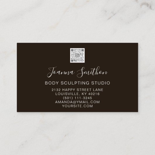 体スカルプトQRコードロゴ白黒バラ 名刺 (裏面)