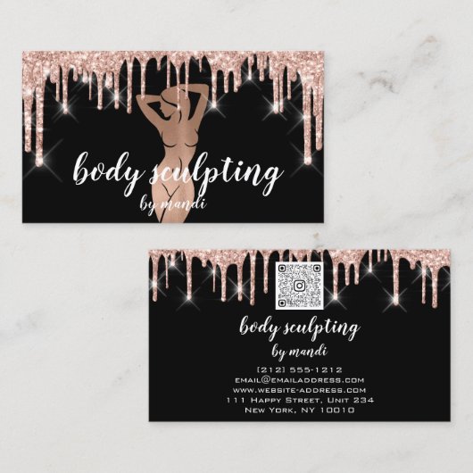 体スクロップマッサージロゴグリッタードリップQR 名刺 (正面/裏面)
