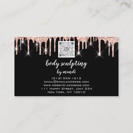 体スクロップマッサージロゴグリッタードリップQR 名刺 (裏面)