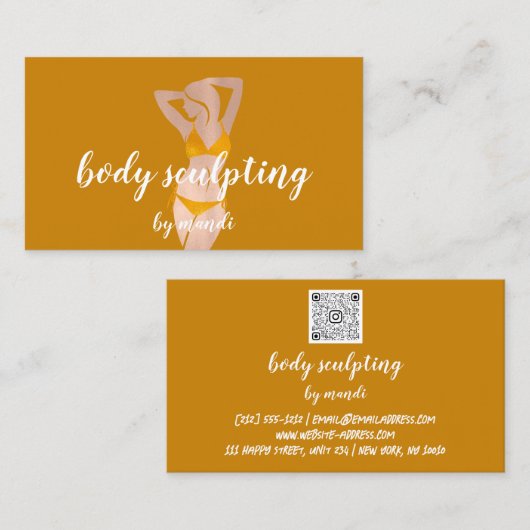 体スクロップマッサージロゴバライエロービキニQR 名刺 (正面/裏面)