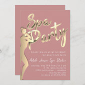 体スパパーティーインスタントダウンロード金ゴールドバラ 招待状 (正面/裏面)