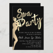 体スパパーティーインスタントダウンロード金ゴールド白黒 招待状 (正面/裏面)