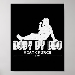 体バイBbqバイおもしろいルベキューグリルミートラバーメンズ ポスター