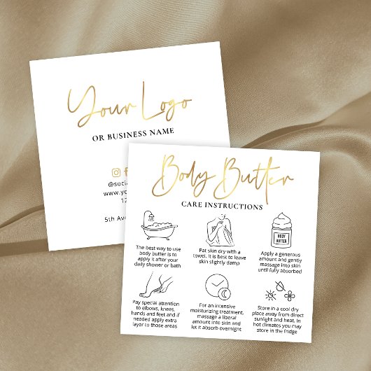 体バターアプリケーションガイドホワイト&金ゴールドロゴ スクエア名刺