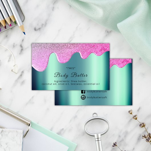 体バタードリップス製品包装ピンクソーシャル 名刺